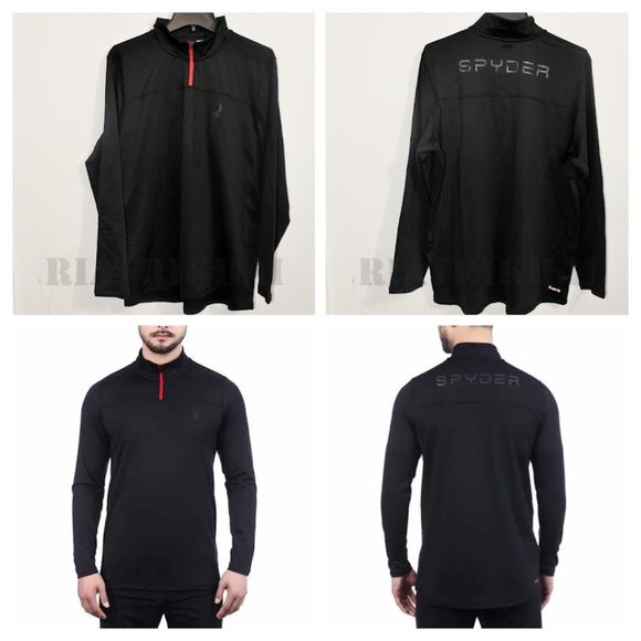 Black‎ NWT Spyder Men's Performance 1/4 Zip Pullover - Picture 1 of 5